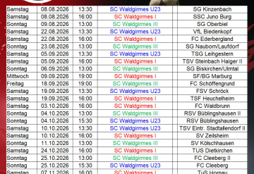 Heimspieltermine SCW Seniorenteams 2026